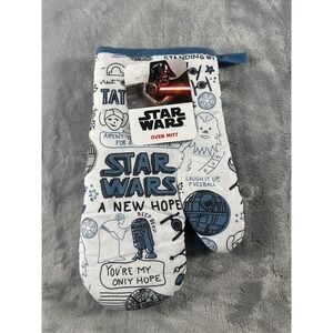 Star Wars A New Hope Oven Mitt Blue White Doodle Sketch Print New With Tags